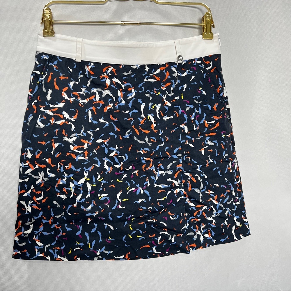 Golfino Under Sea Skort Skirt Navy Blue Golf Colorful Fish Prints Size 6